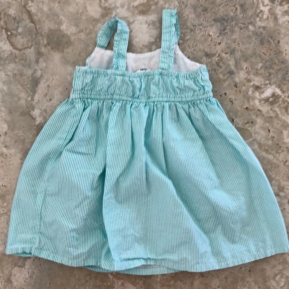 Turquoise Seersucker Embroidered Dress - Picture 2 of 5